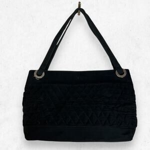 Vera Bradley Black Microfiber Quilted Purse 12 x 9 x 7 Metal‎ Feet DAMAGED